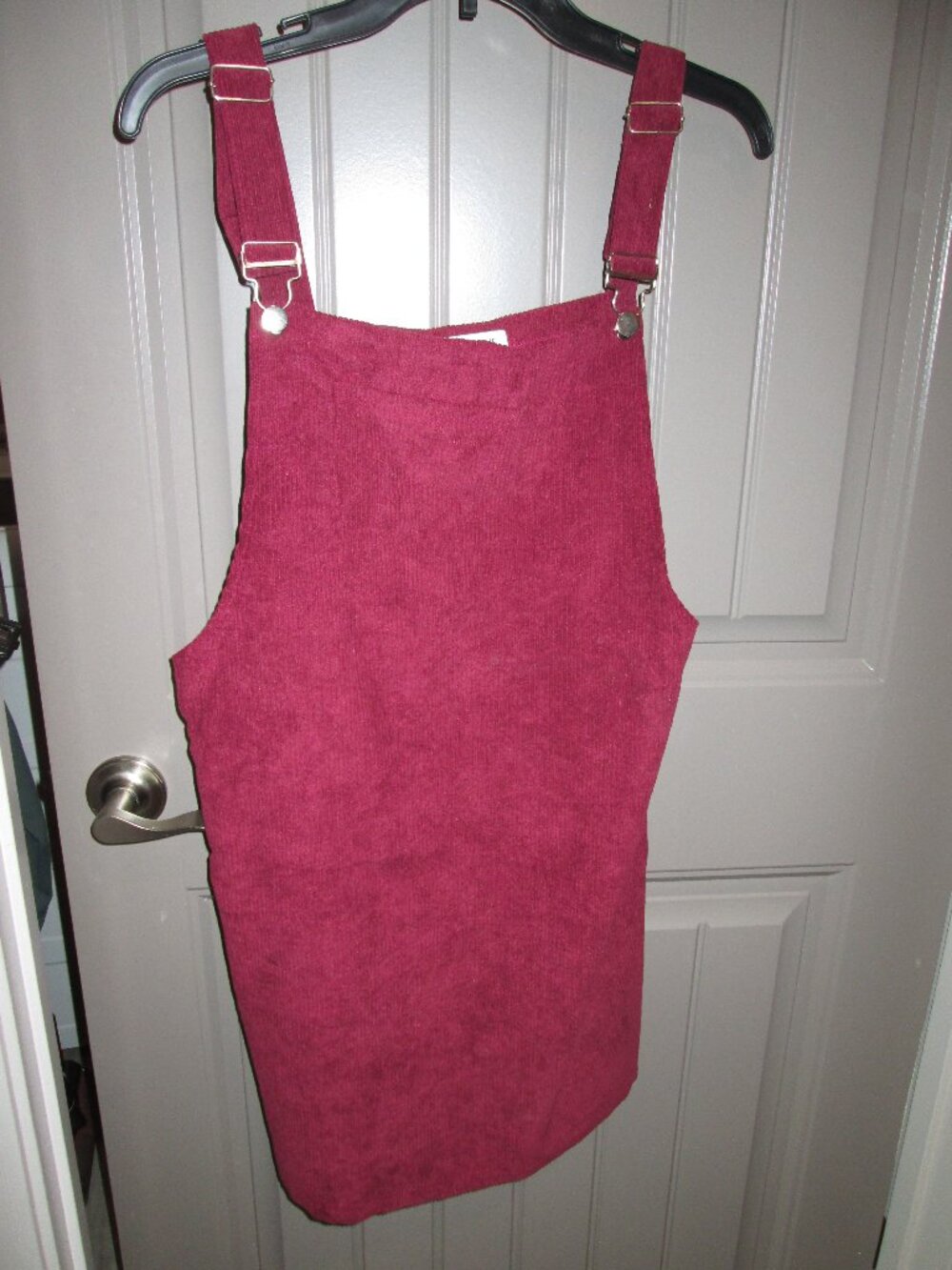 CUPSHE Burgundy Corduroy Bib Overall Jumper, Size Large, Mid Thigh Length